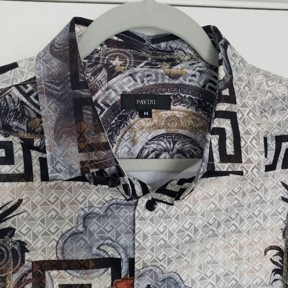 Pavini Mens Long Sleeve Printed Button Up shirt Size Medium - Picture 8 of 9